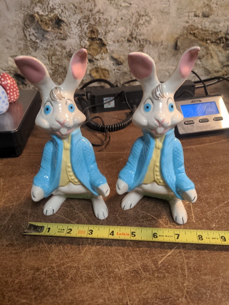 2 Vintage Easter Bunny 8" Holland Mold