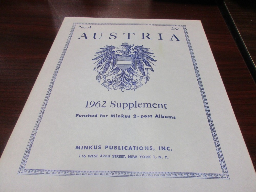 "MINKUS" 1962  SUPPLEMENT AUSTRIA  #4  W/FREE SHIPPING!!!