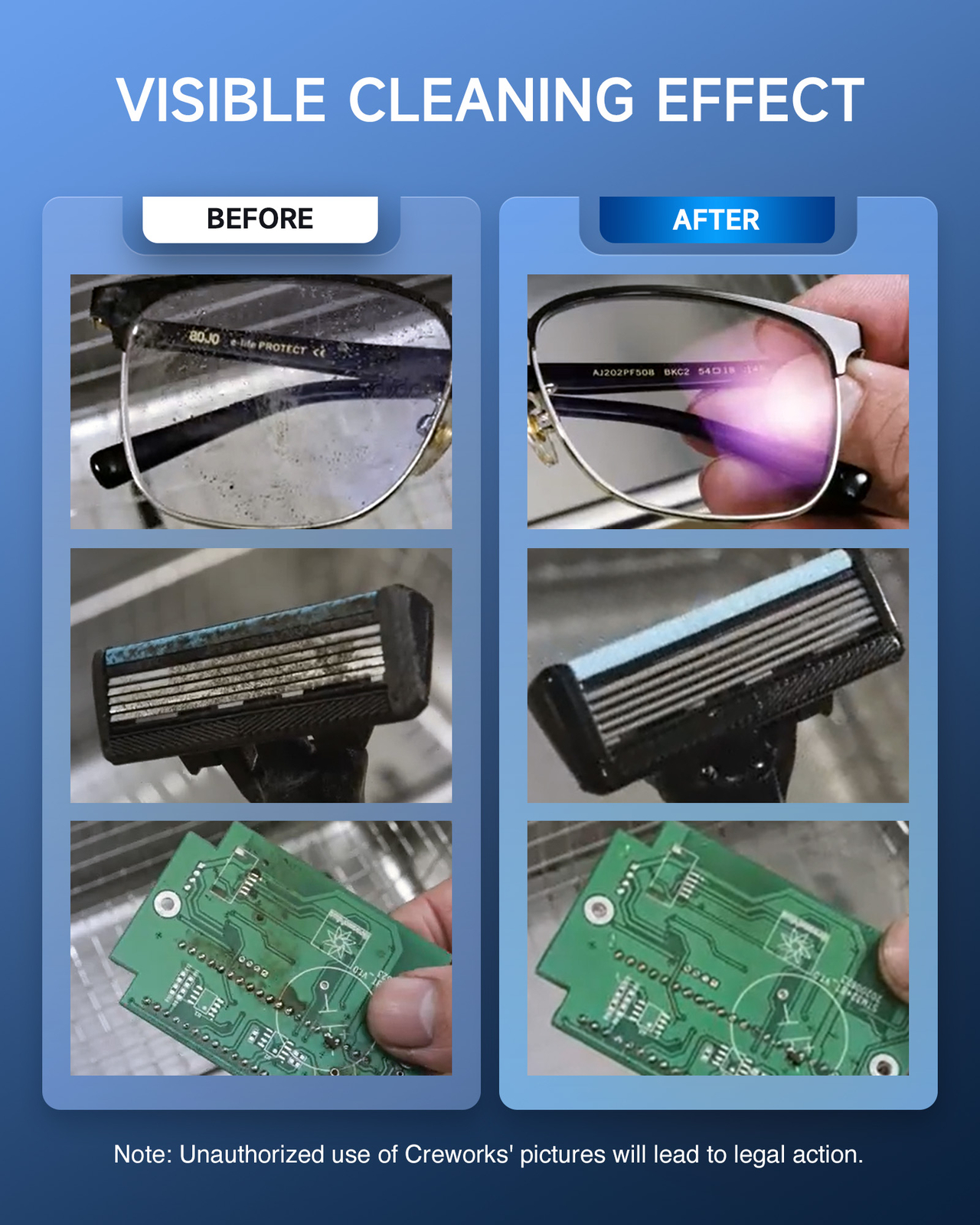 CREWORKS 2/3/6/10/15/22/30L Ultrasonic Cleaner with Digital Timer & Heater