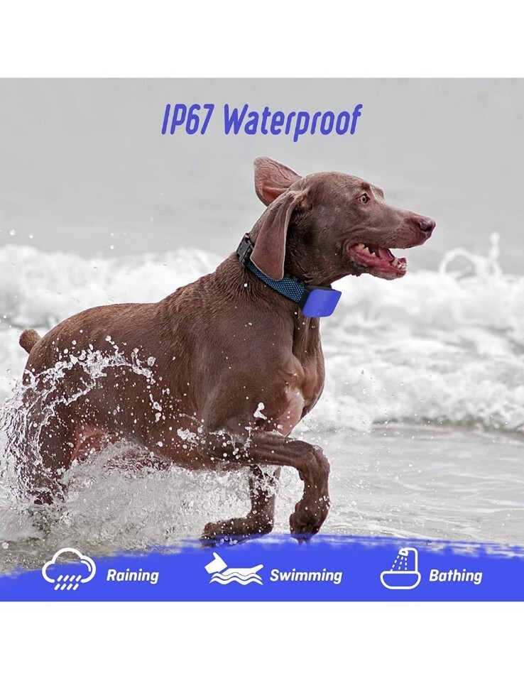 Rechargeable Dog Bark Collar Adjust. Sensitivity Beep, Vibration, Optional Shock