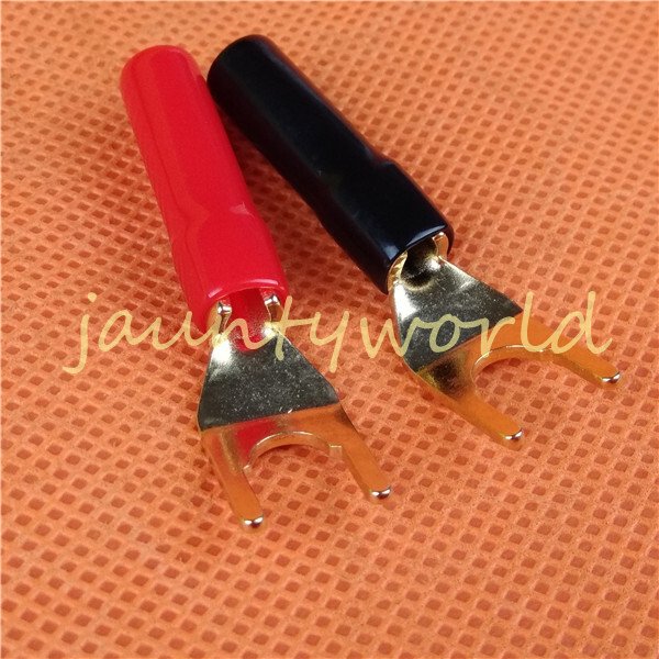 2PC Binding Posts Terminal Audio Cable Fork Spade Plug Connector