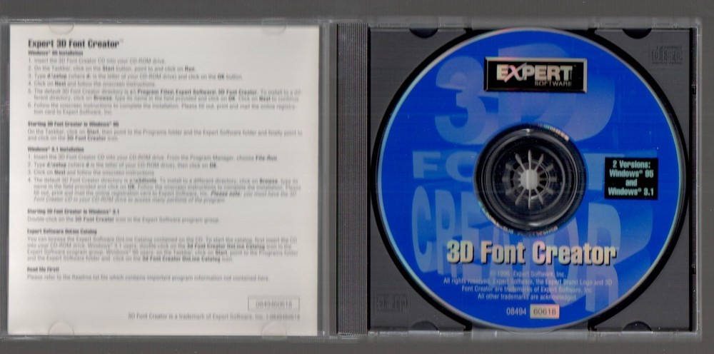 Expert Software 3D Font Creator CD-ROM Make Your Documents Explode in 3D L@@K !!