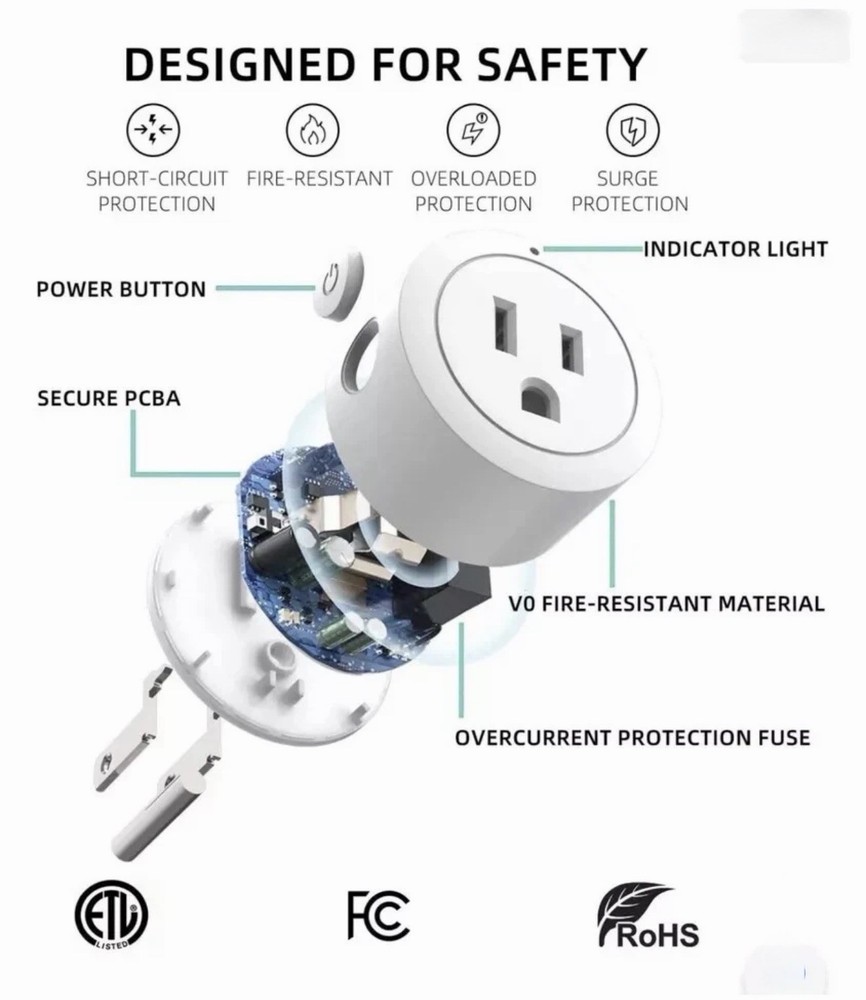 Smart Plug ESICOO - Alexa, Echo & Google Home - Only WiFi 2.4G (4-Pack)