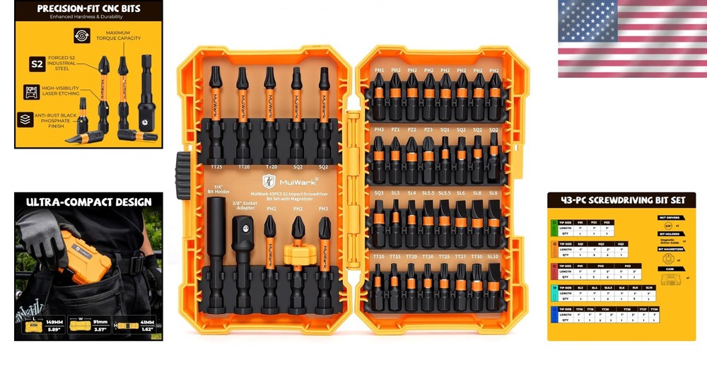 Mulwark 43-Piece Impact Screwdriver Bit Set