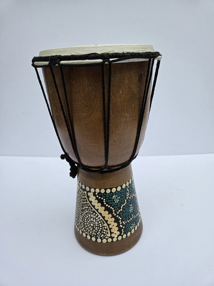 Hand-Carved Jive Djembe Drum – Solid Wood Percussion / Decor