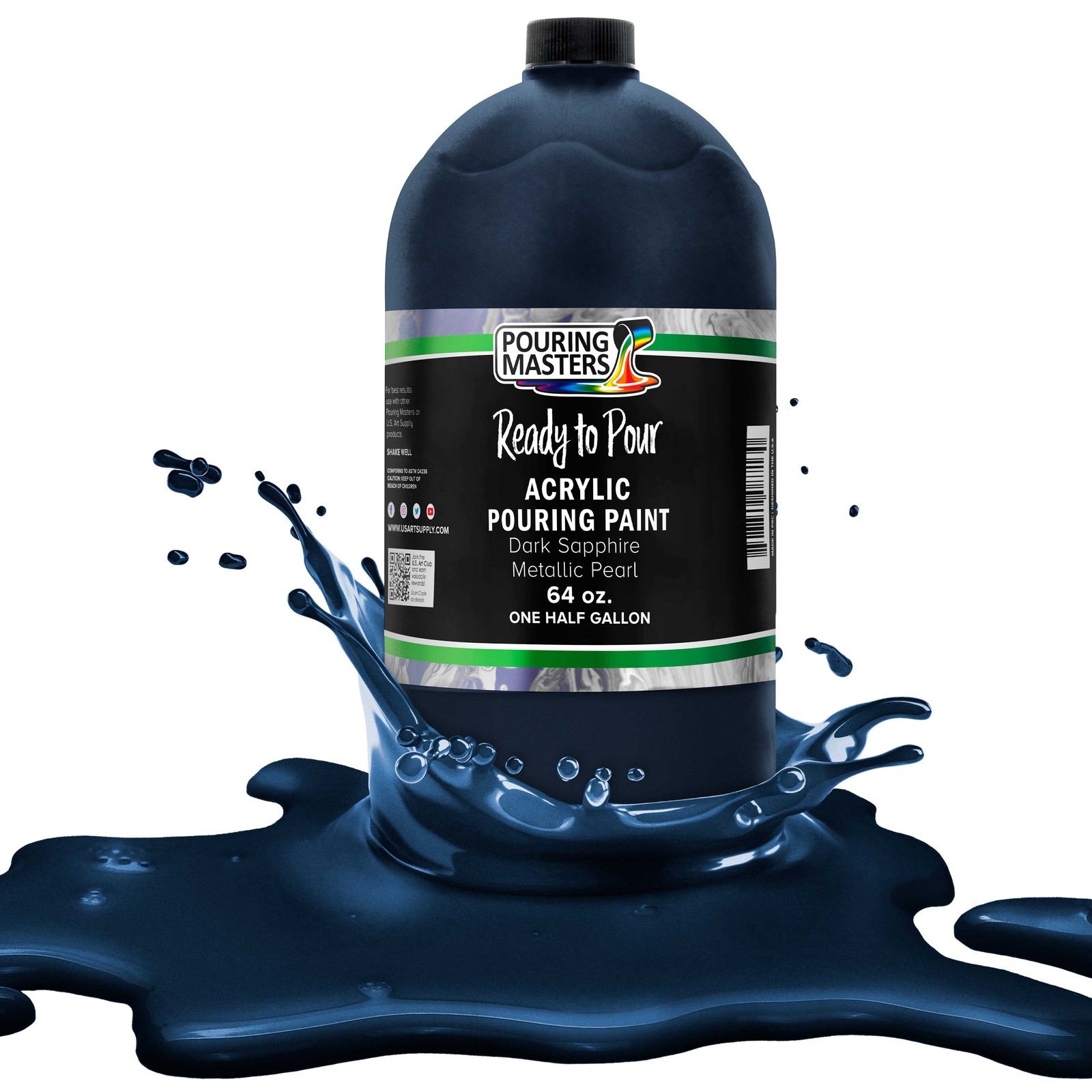 Pouring Masters Dark Sapphire Blue Metallic Pearl 64oz Water-Based Acrylic Paint