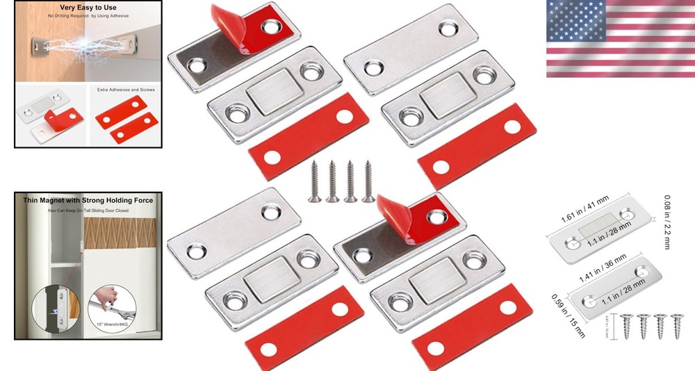 Self-Adhesive Magnetic Door Catch 4-Pack – Stylish & Secure Closure Solution