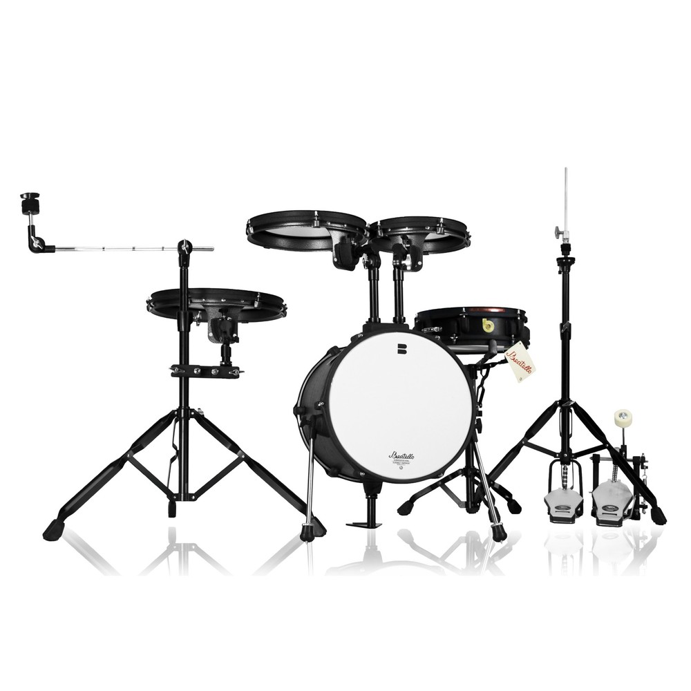 Portable 5pc Drum Set Compact 14 Inch Kit Thin Shell Full Hardware Black