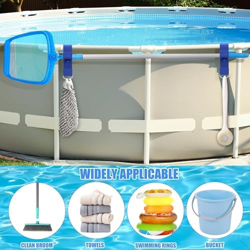 PCS Poolside Pool Leaf Skimmer Net Holder Plastic Poolside Pool Pole 4 Blue