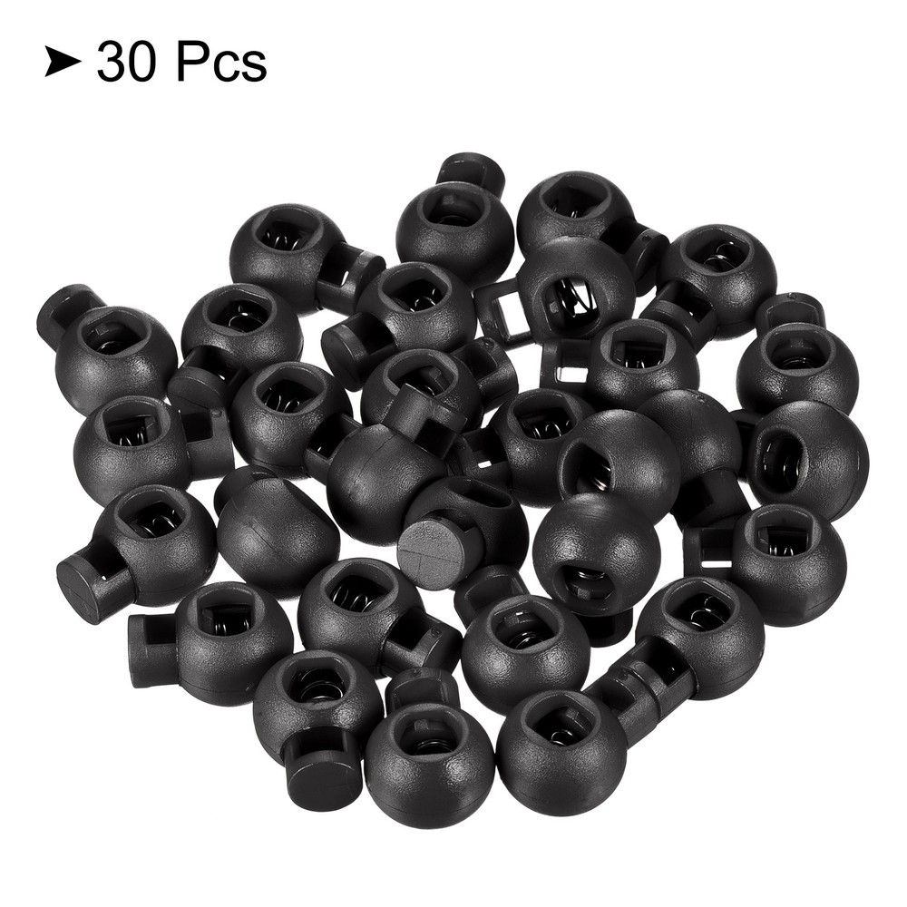 Cord Locks, 30 Pack Ball Spring Toggle Stopper, Black