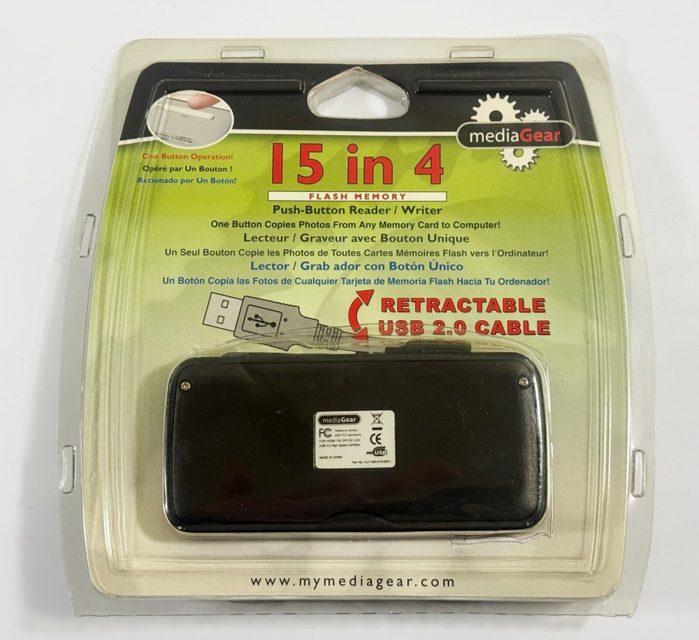 MediaGear 15 in 4 Flash Memory Push-Button USB2.0 Reader/Writer