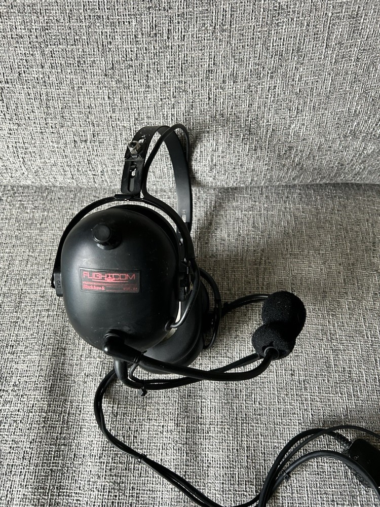 FLIGHTCOM BLACKHAWK 5DX AVIATION HEADSET NICE CONDITION