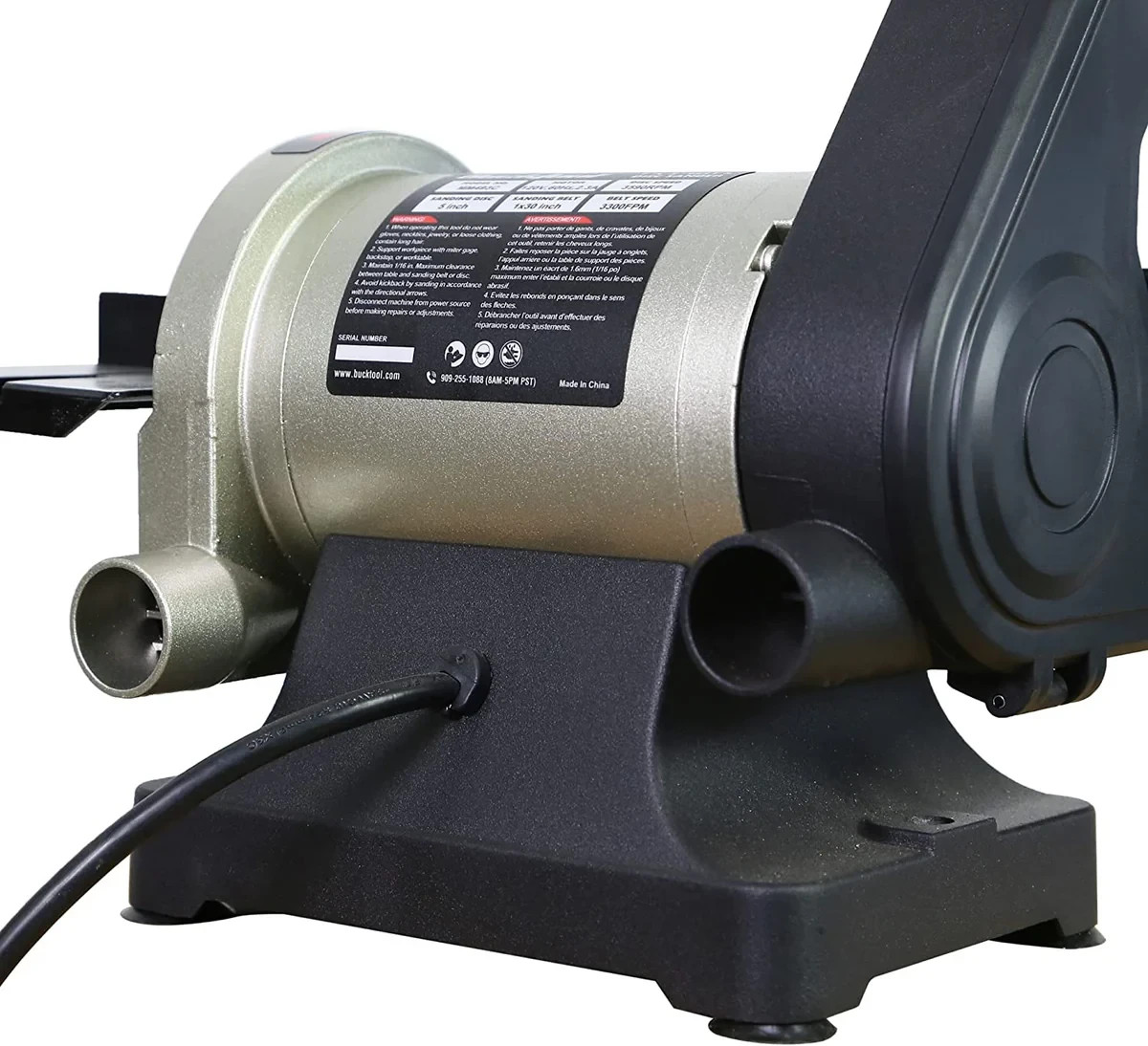 BUCKTOOL 1"x30" Bench Belt Sander with 5" Disc,1/3HP Benchtop Belt Disc Sander