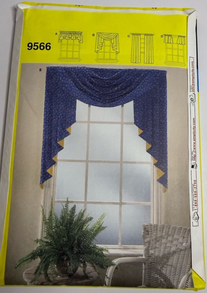 Simplicity 9566 Window Treatments Patterns for Dummies Uncut 2001