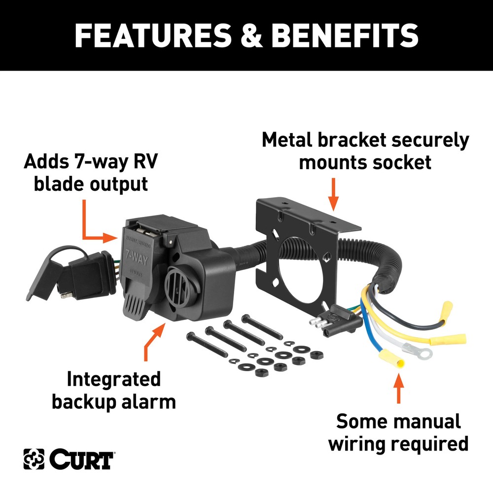 Curt 57102 Multi-Function Socket with Backup Alarm