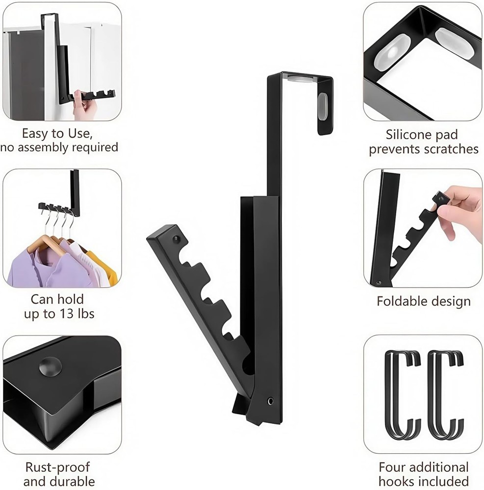 Over The Door Clothes Drying Rack Space Saving Folding Clothes Hanger 2 Pack