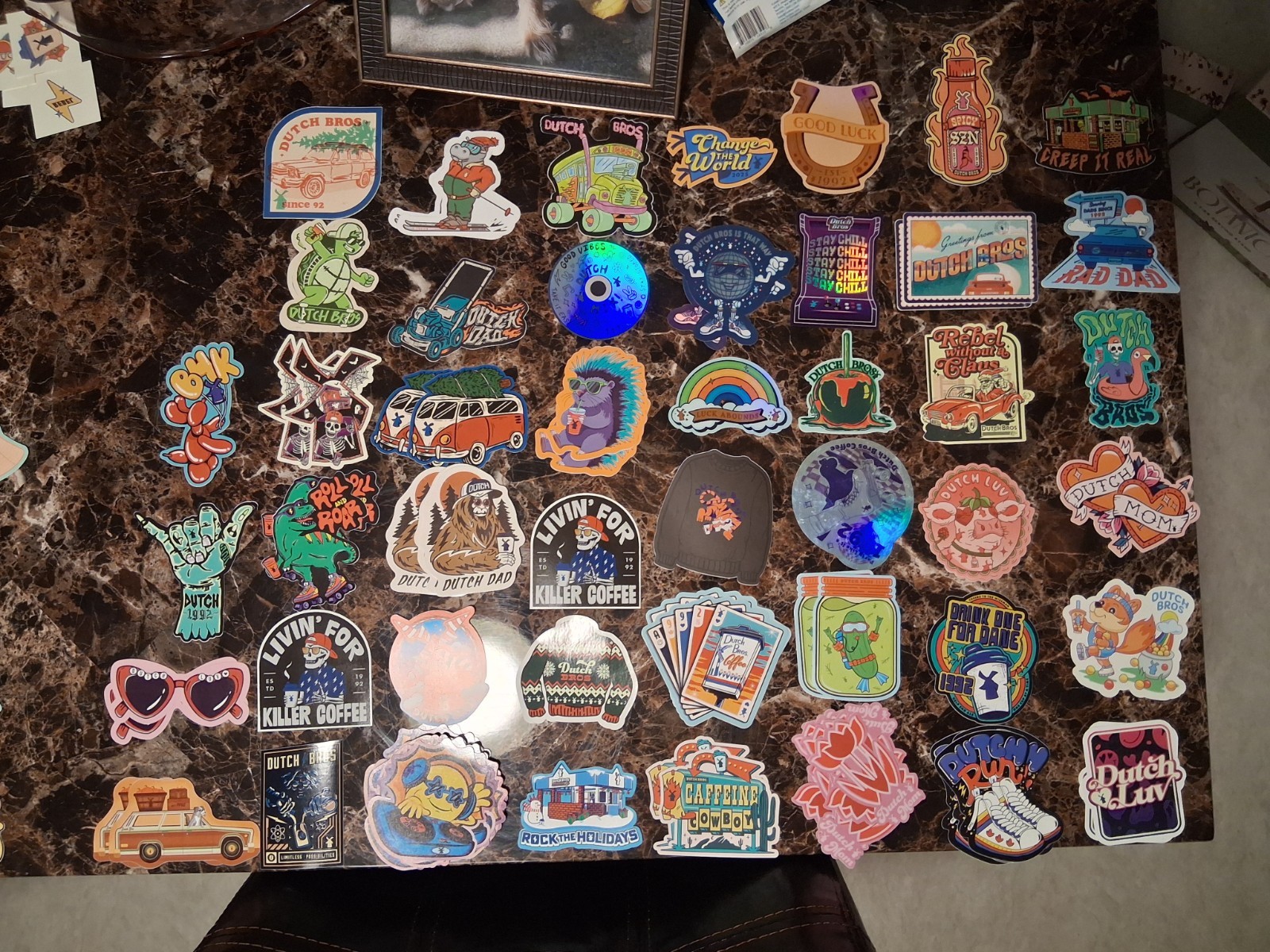 Dutch brothers sticker lot, forty six stickers