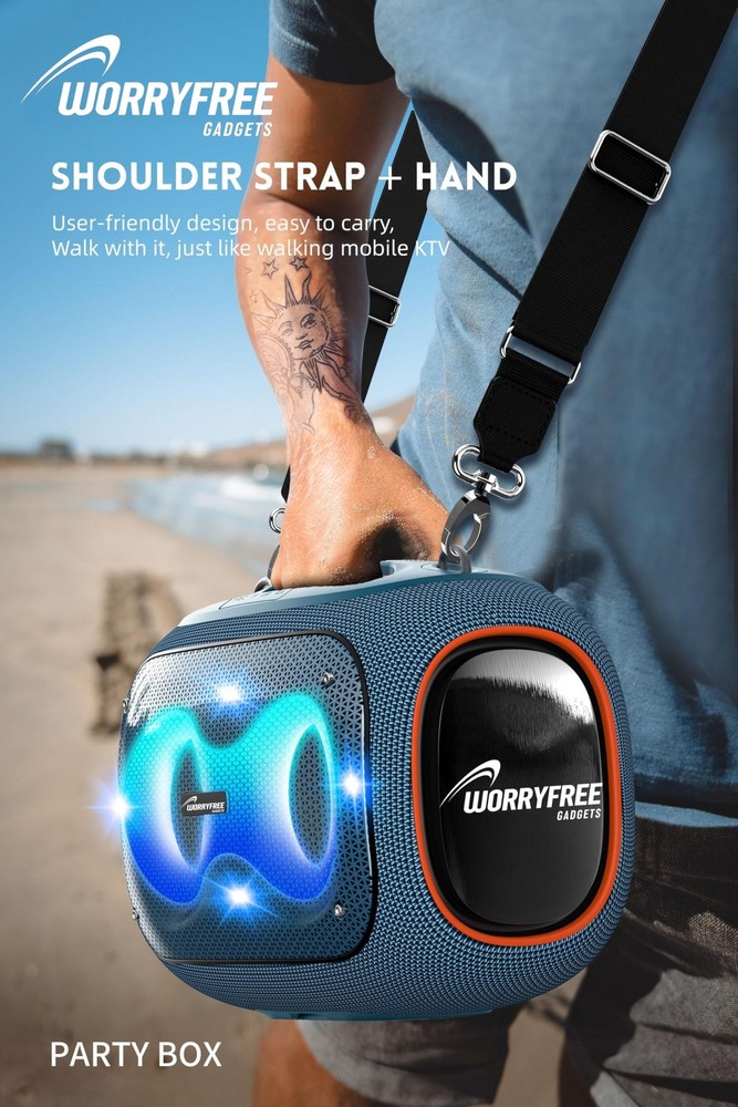 Portable Bluetooth Speaker with Dual Wireless Mics Volume Big, Gray