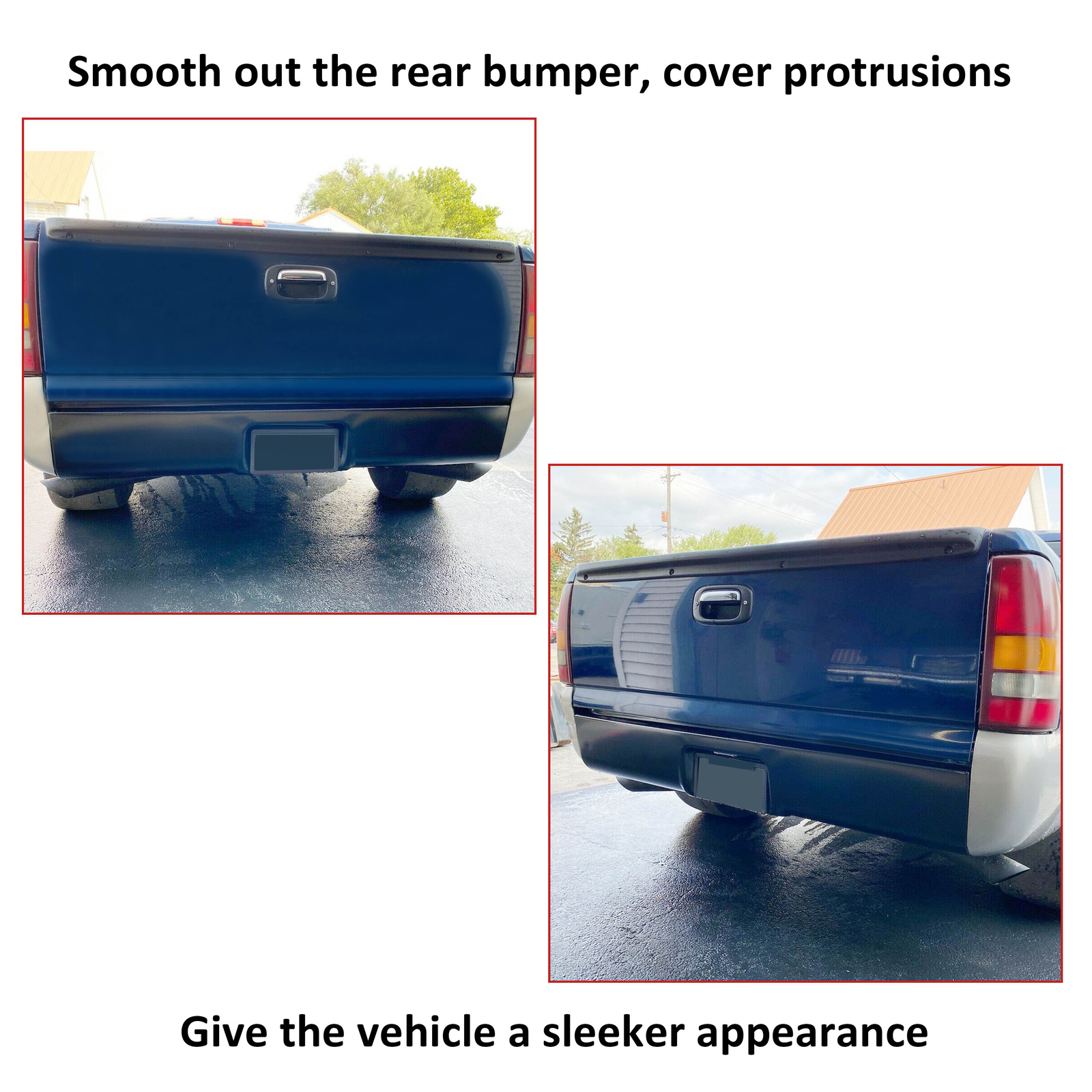 Rear Bumper Roll Pan w/LED License For 1999-2007 Chevy Silverado GMC Sierra 1500