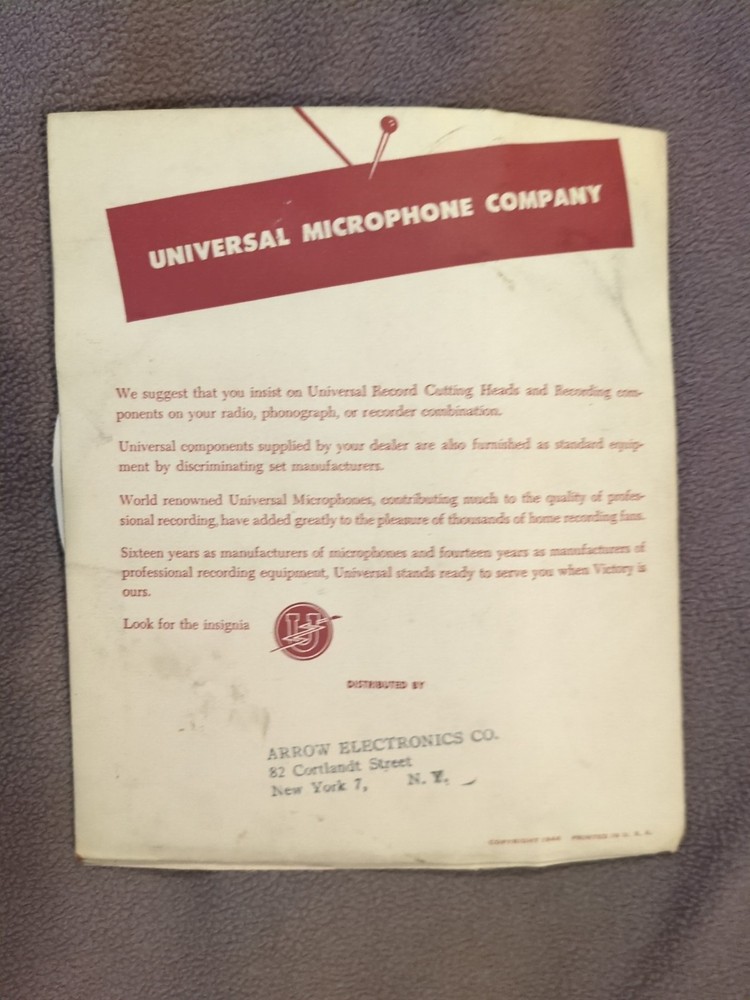 Vtg 1944 UNIVERSAL STROBOSCOPE - Universal Microphone Co.