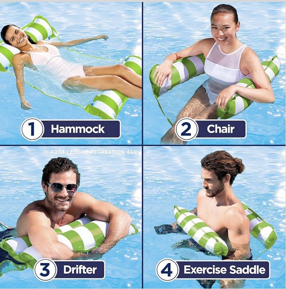 Inflatable Pool Float Green & White Stripes. - A0064