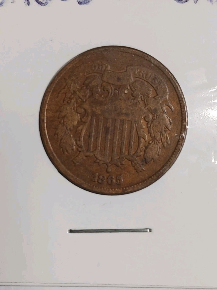1865 USA 2 cent coin (F)