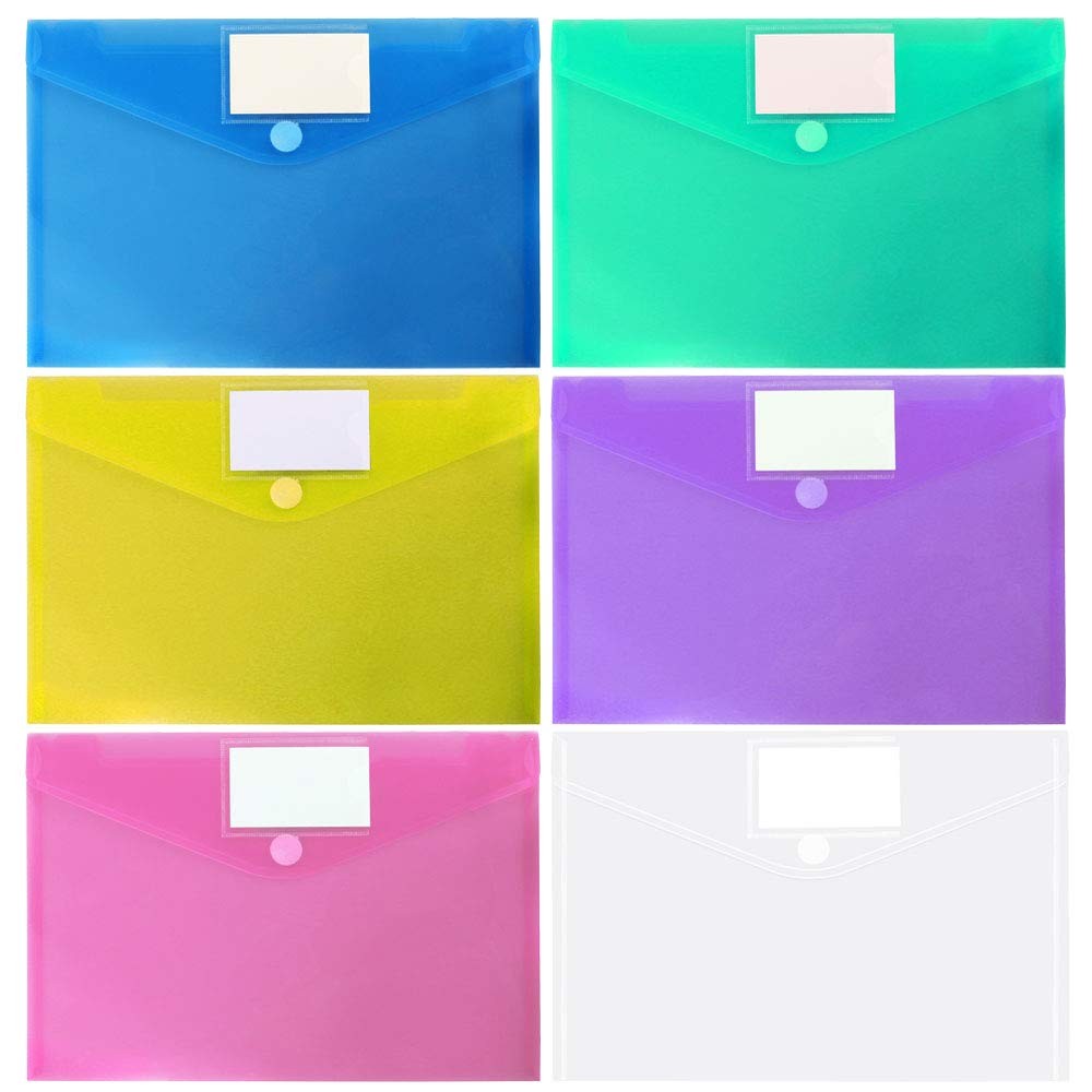 OUTYLTS 11 Pack Plastic Poly Filing Envelopes, Clear Document Folders US Lett...