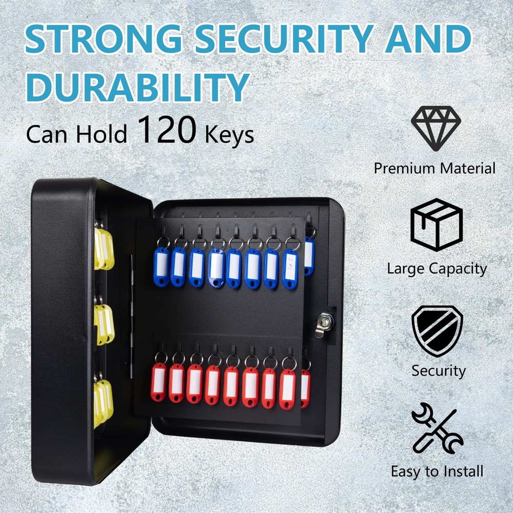 Leekimid 120 Position Key Cabinet with Combination Lock Wall Small, Black