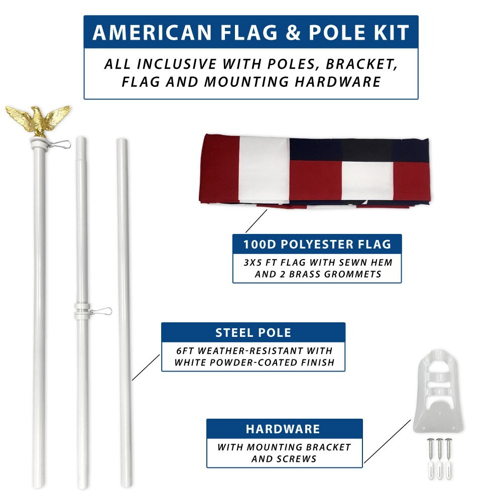 USA Flag & Flag Pole Kit American Flag Kit US Flag and Pole Kit 6ft Pole 3x5ft