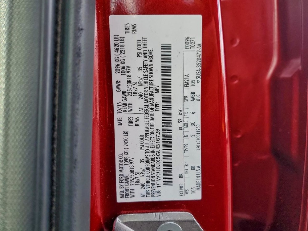 LEFT REAR DOOR WINDOW REGULATOR OEM 2013 FORD ESCAPE
