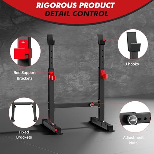 Adjustable Squat Rack, 550LBS Multi-Function Barbell Rack for Weight Lifting