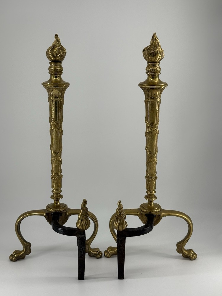 Vintage Flame Torch Andiron Set