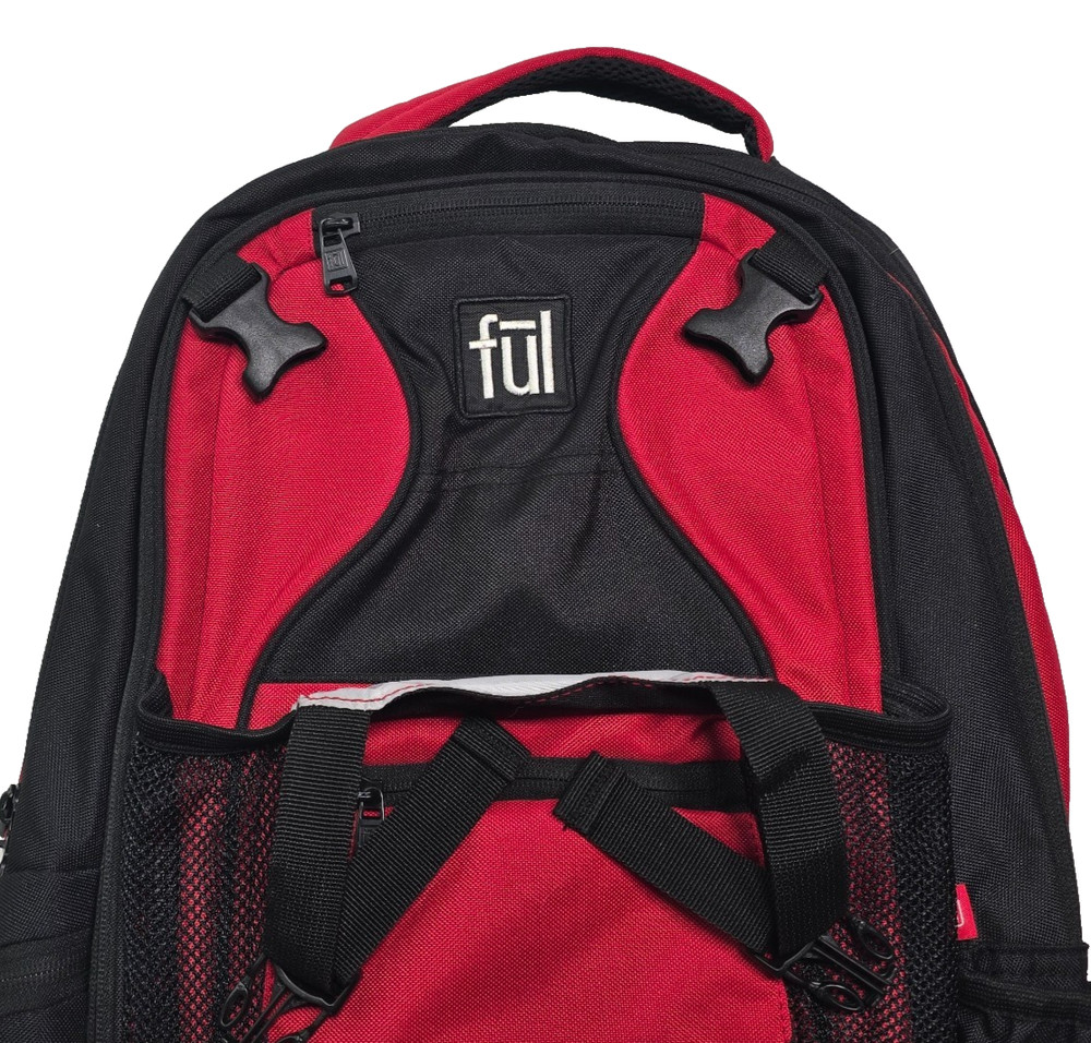 Ful Backpack Computer Air Flow Panel Padded Back Adjustable Straps Red/Black