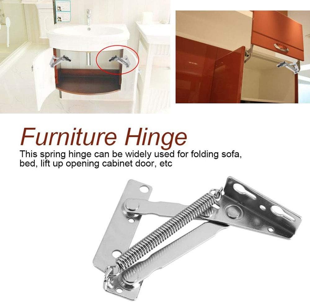 2 Pieces 80 Degree Foldable Lifting Bracket, Black Spring Hinges are widely U...
