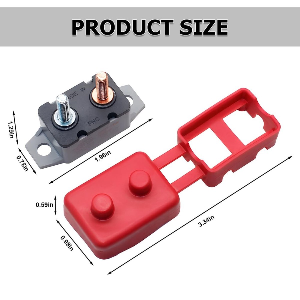 Osilly 2PCS 10 Amp Automatic Reset Circuit Breaker with Cover Stud Bolt, Red