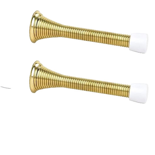AVOID EXPENSIVE BULK PRICING!! 2-PACK Spring Door Stops ~ Polished Brass