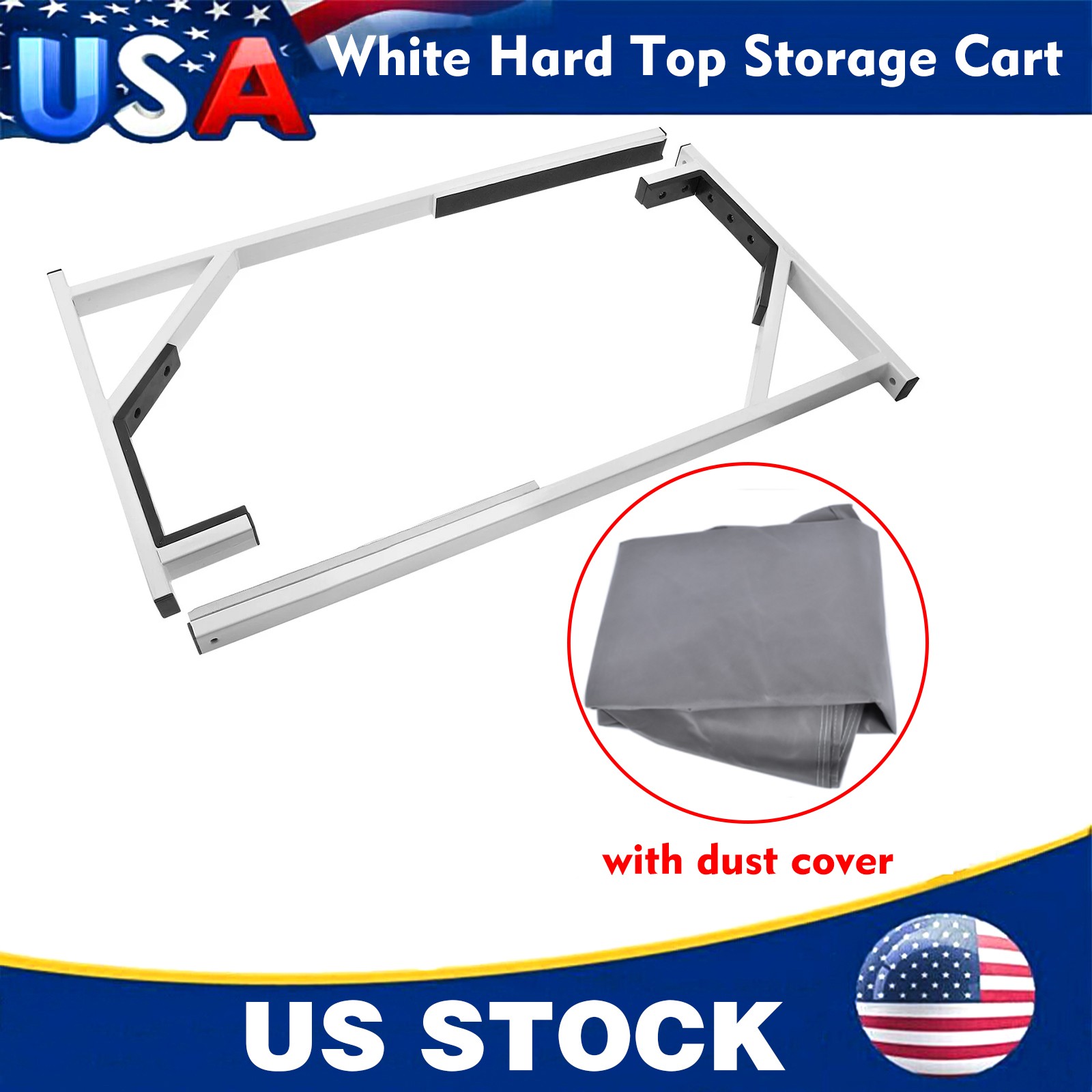 White Hard Top Storage Cart with Dust Cover for Chevrolet Corvette Mercedes-Benz