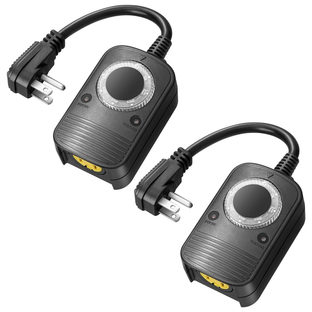 DEWENWILS 2 Pack Light Sensor Countdown Timer Outlets Plug in Outdoor Timer