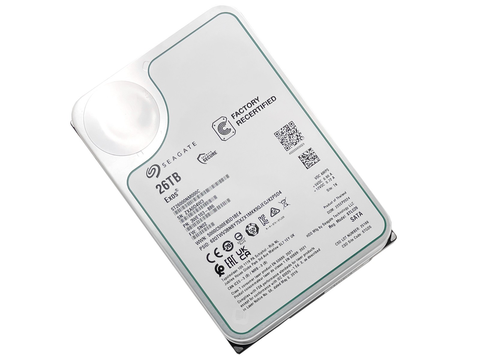 Seagate ST26000NM000C 26TB 256MB 7200RPM 3.5" SATA 6.0Gb/s Enterprise Hard Drive