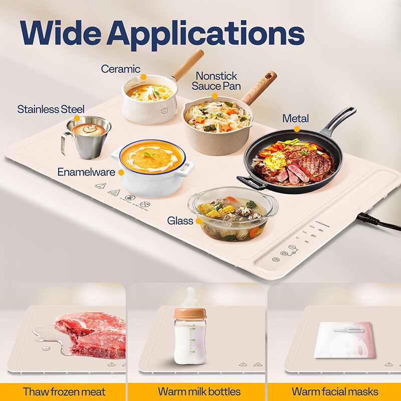 Electric Warming Tray Rollable Buffet Food Warming Mat with 3 Temp Control Timer