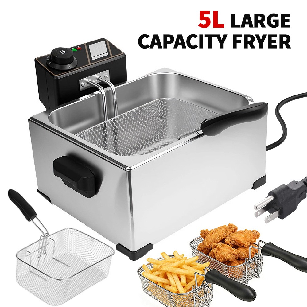 5L Commercial Electric Deep Fryer 2800W Restaurant Stainless Steel