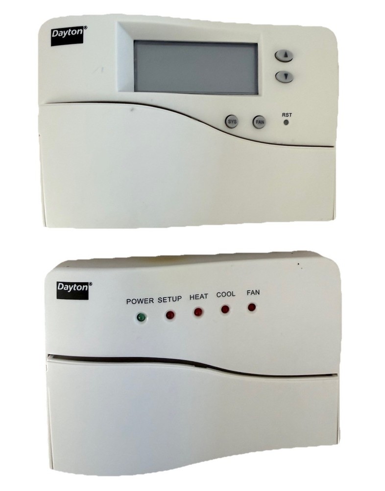 Dayton 1UHG7 RF Wireless Thermostat Programmable Push Button 24V Heat Cool