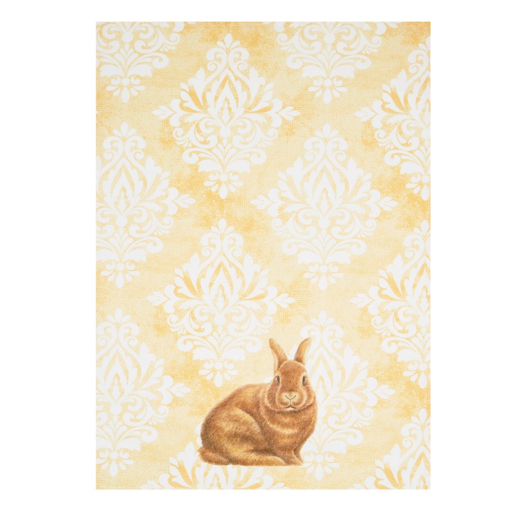Damask Yellow Bunny Cotton Kitchen Towel