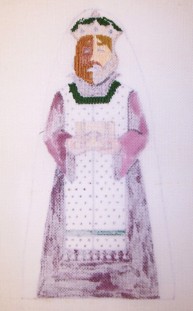 STARTED HP CHRISTMAS WISE MAN KING NATIVITY NEEDLEPOINT CANVAS