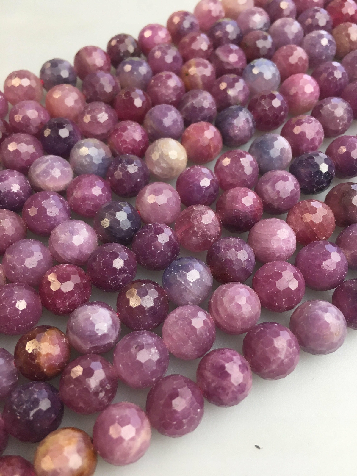 Genuine Ruby Faceted Round Beads 4mm 5mm 6mm 7mm 8mm 9mm 10mm 11mm 15.5" Strand