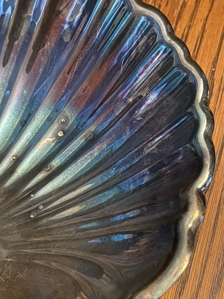 Reed & Barton Silverplate Shell Dish w/ Grape Leaf Design & Grape Feet #209-1960