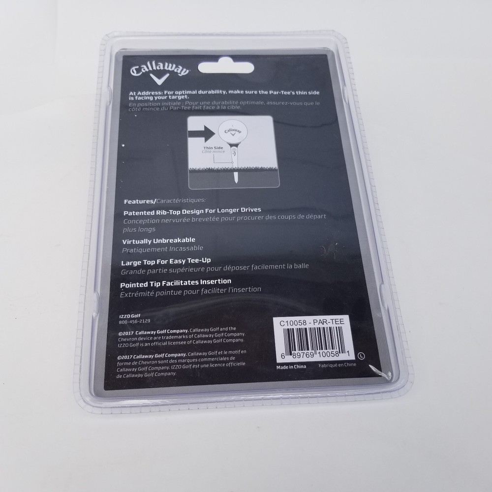 Callaway Par-Tee Plastic Golf Tees, White, 4 Pack