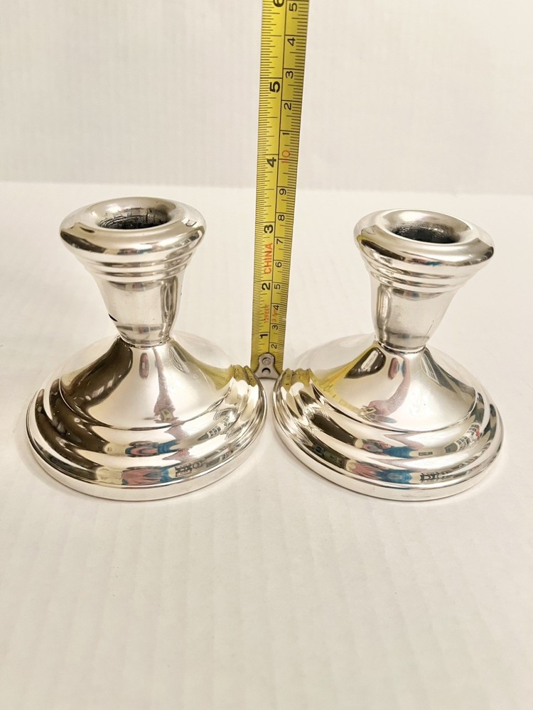Silver Plated Candlesticks - F.B. Rogers - Shiny Vintage Candle Holders - 3.5”