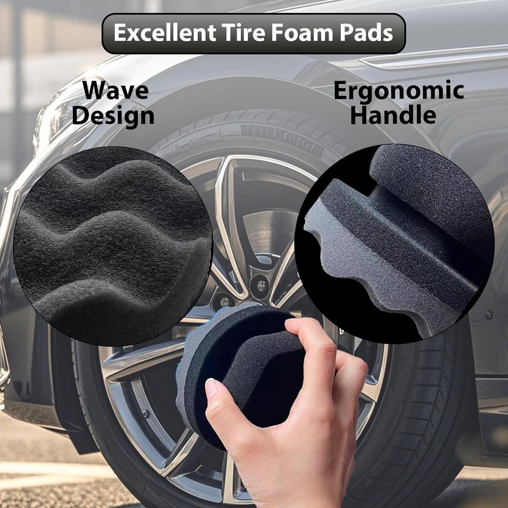 2 Pcs Large Tire Shine Applicator, Reusable Tire Dressing Applicator Wave Con...