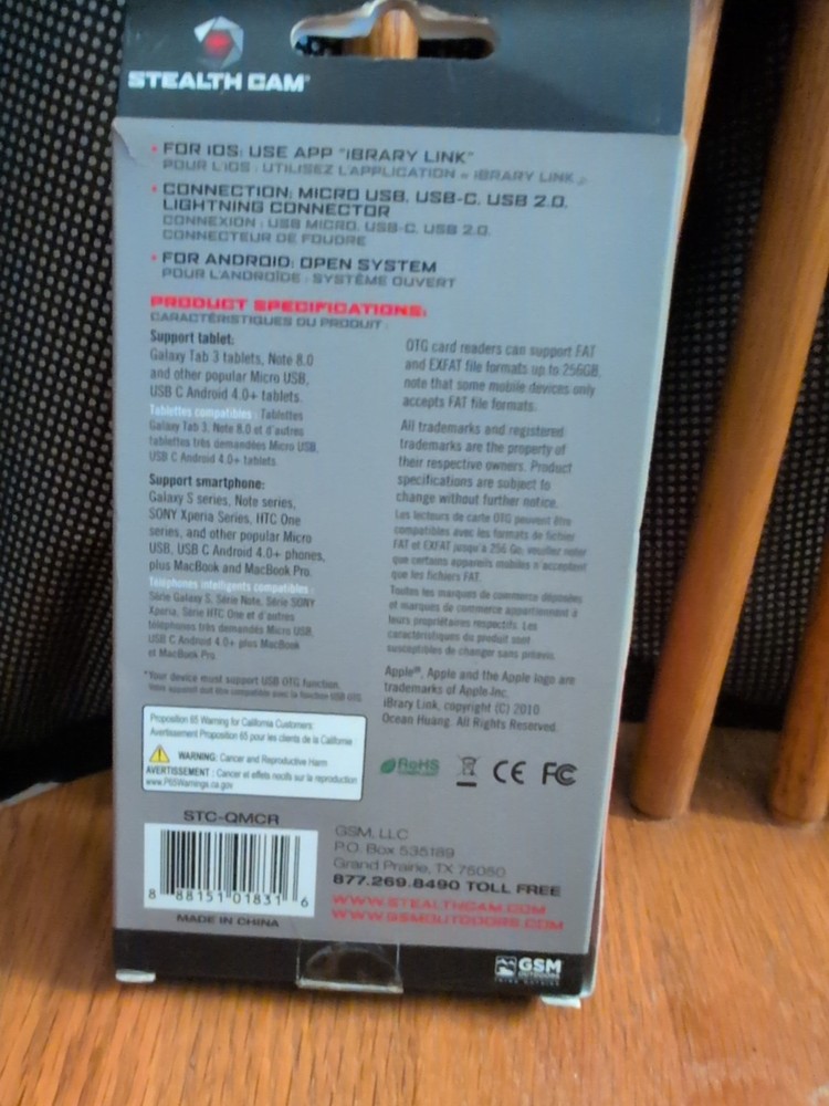 Stealth Cam Trail Camera 4-in-1 SD & MicroSD Card Reader For iOS/Android STCQMCR